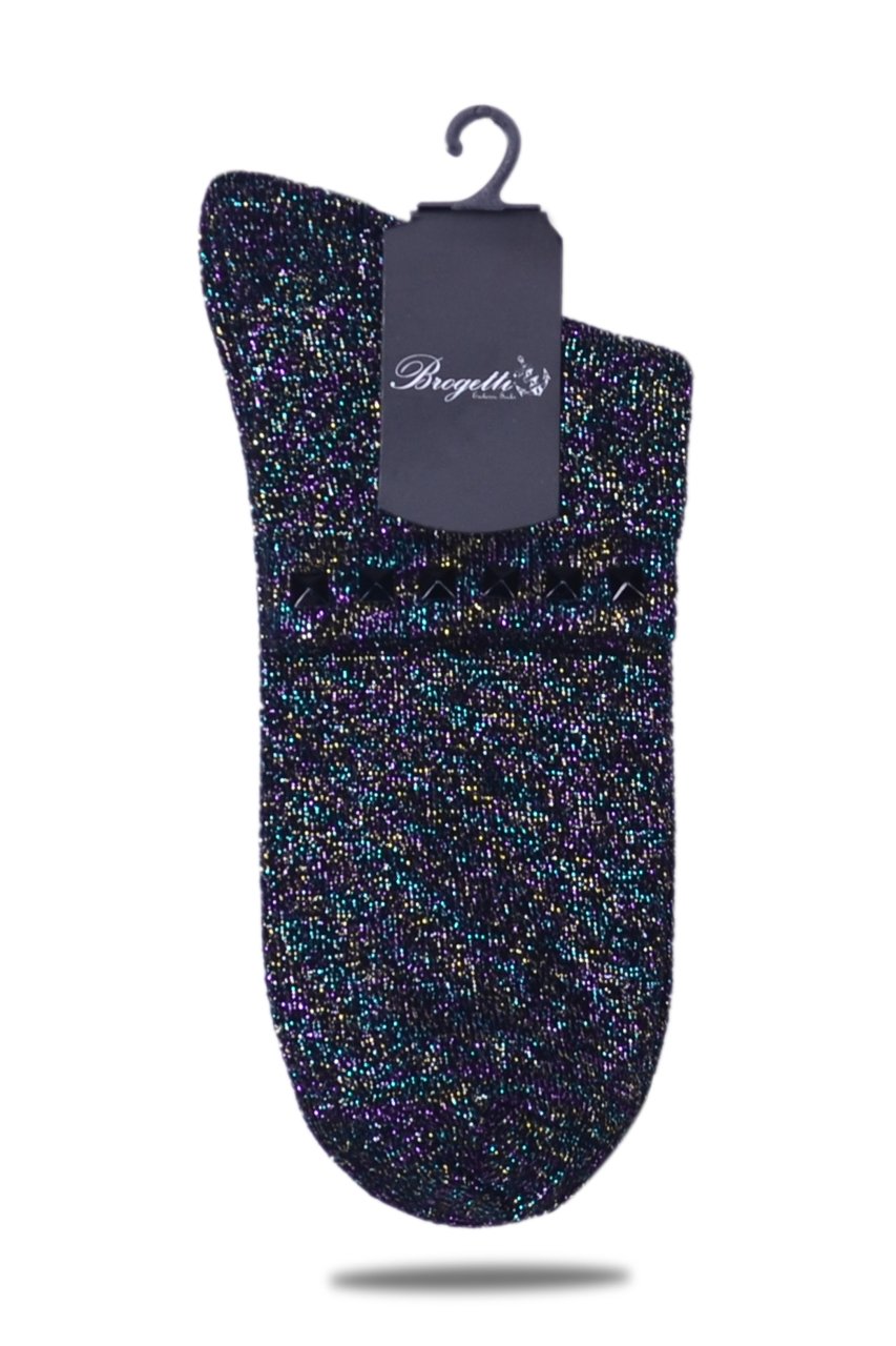 Renkli  Simli Çorap Siyah  Taşlı Matmazel RENKLİ - TEK BEDEN