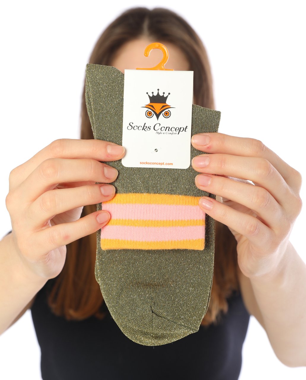 Lastik Çizgi Desen Yeşil Simli Soket Çorap YEŞİL - 35/39