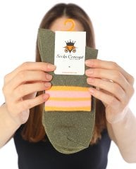 Lastik Çizgi Desen Yeşil Simli Soket Çorap YEŞİL - 35/39