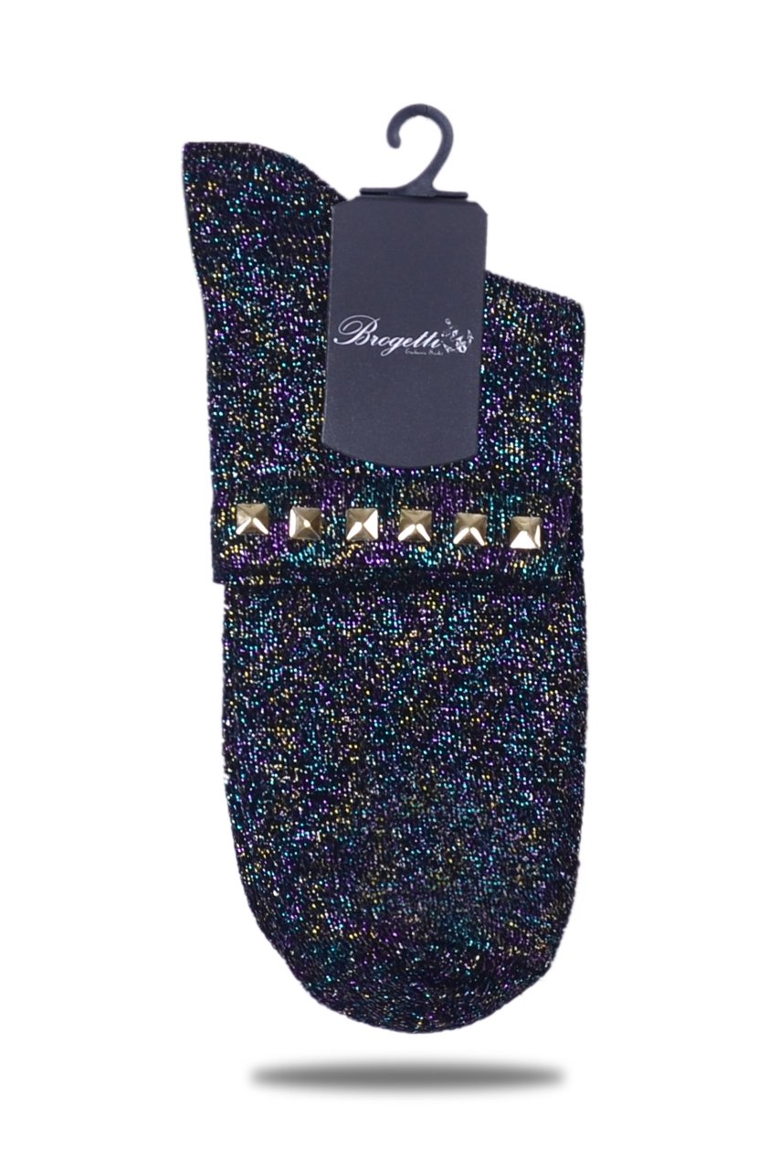 Renkli  Simli Çorap Altın  Taşlı Matmazel RENKLİ - TEK BEDEN