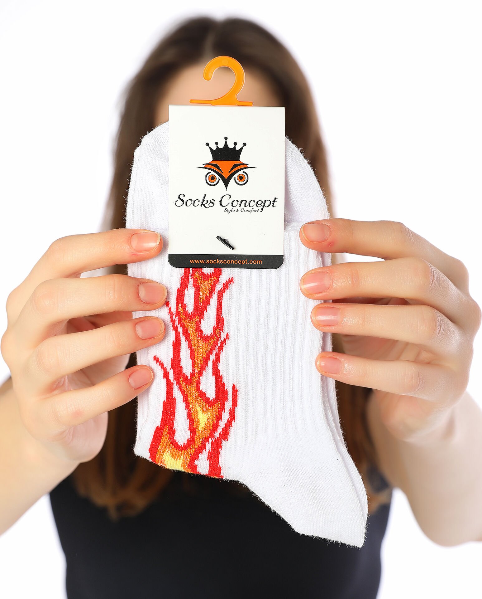 Alev Desenli Simli Beyaz Tenis Çorap Beyaz - 36/40