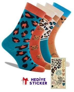 Leopar Desenli Unisex Soket Çorap