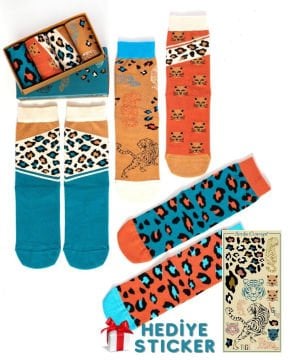 Leopar Desenli Unisex Soket Çorap