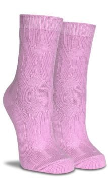 Pudra Pembe Örgü Desen Kışlık Soket Çorap
