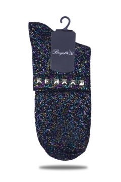 Renkli  Simli Çorap Gümüş Taşlı Matmazel