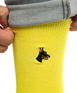 Köpek Nakışlı Sarı Renk Erkek Soket Çorap