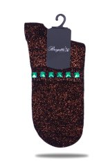 Bakır  Simli Çorap Turkuaz Taşlı Matmazel KİREMİT - TEK BEDEN