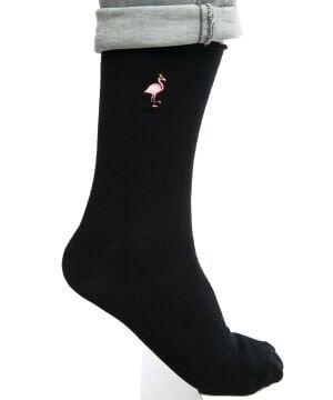 Flamingo Nakışlı Siyah Renk Erkek Soket Çorap