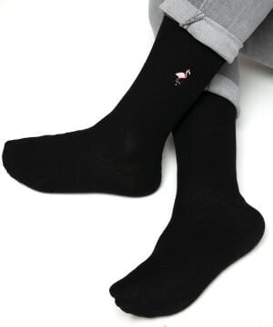Flamingo Nakışlı Siyah Renk Erkek Soket Çorap