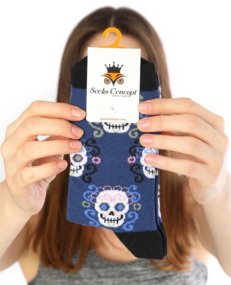 Kuru Kafa Desenli Lacivert Renkli Soket Çorap RENKLİ - 36/40