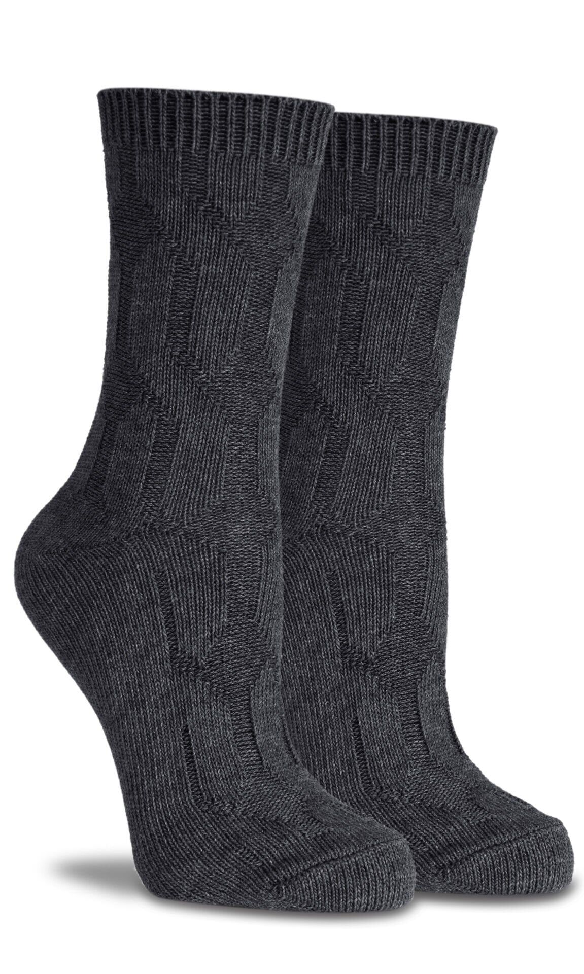 Antrasit Renk Örgü Desen Kışlık Soket Çorap