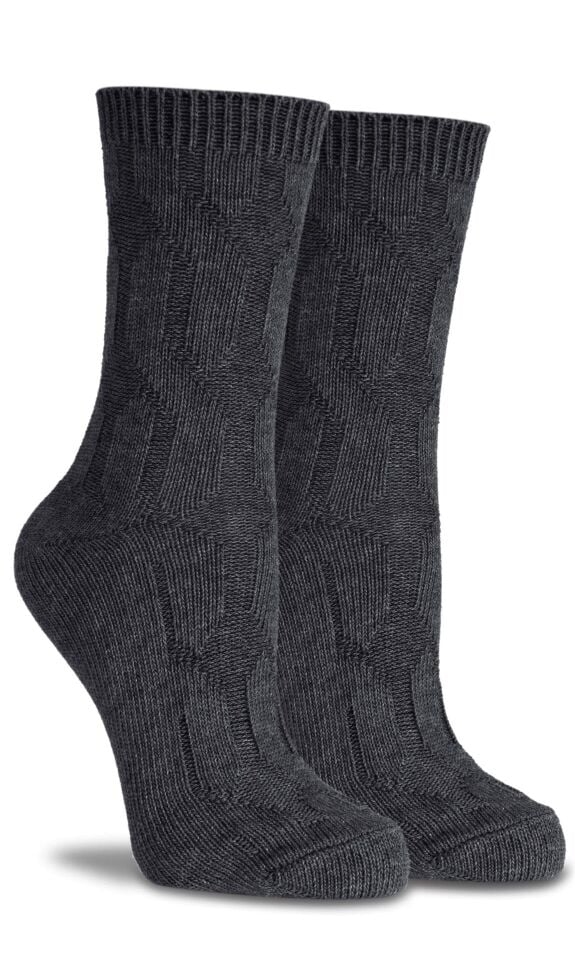 Antrasit Renk Örgü Desen Kışlık Soket Çorap