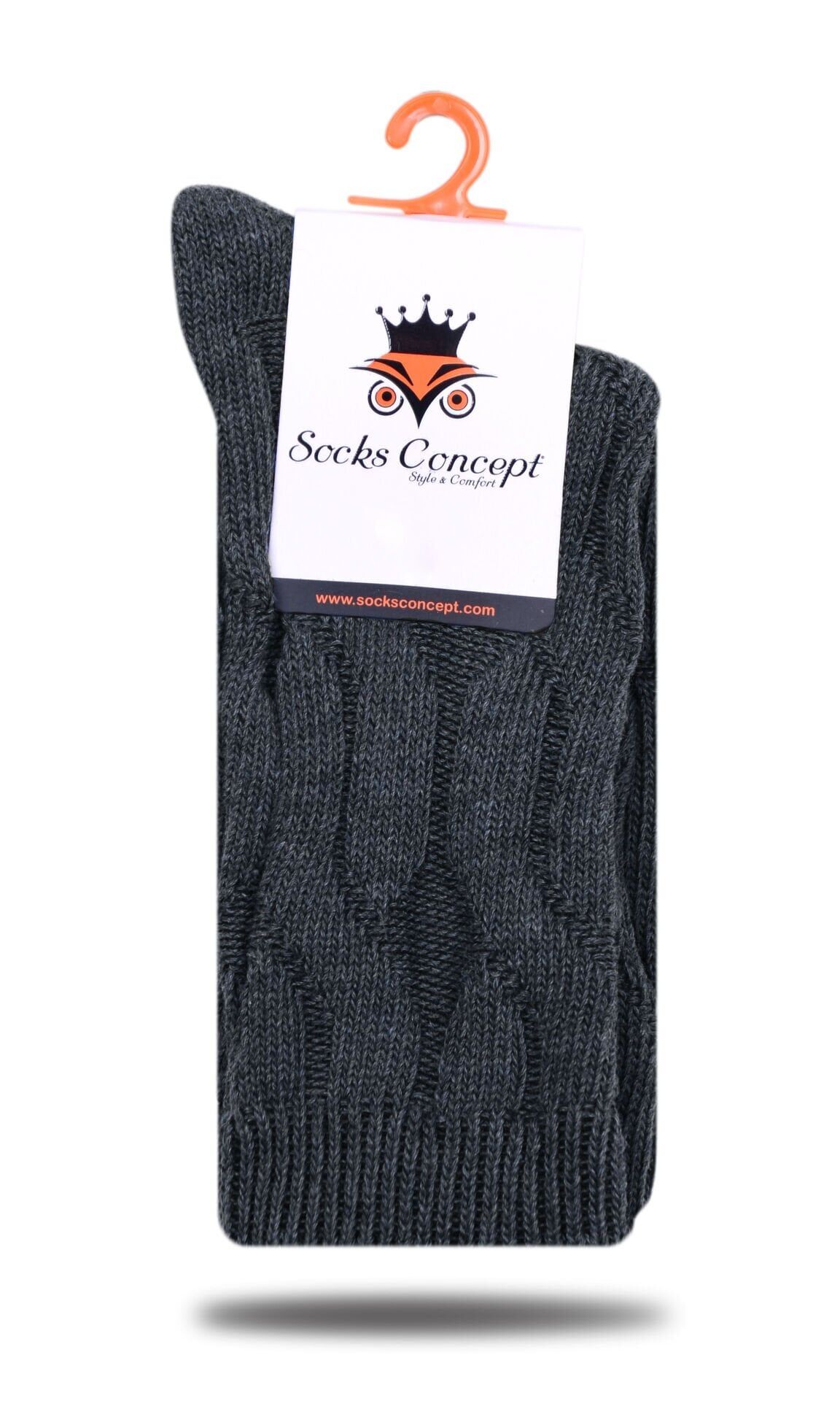 Antrasit Renk Örgü Desen Kışlık Soket Çorap