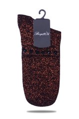 Bakır  Simli Çorap  Siyah Taşlı Matmazel KİREMİT - TEK BEDEN