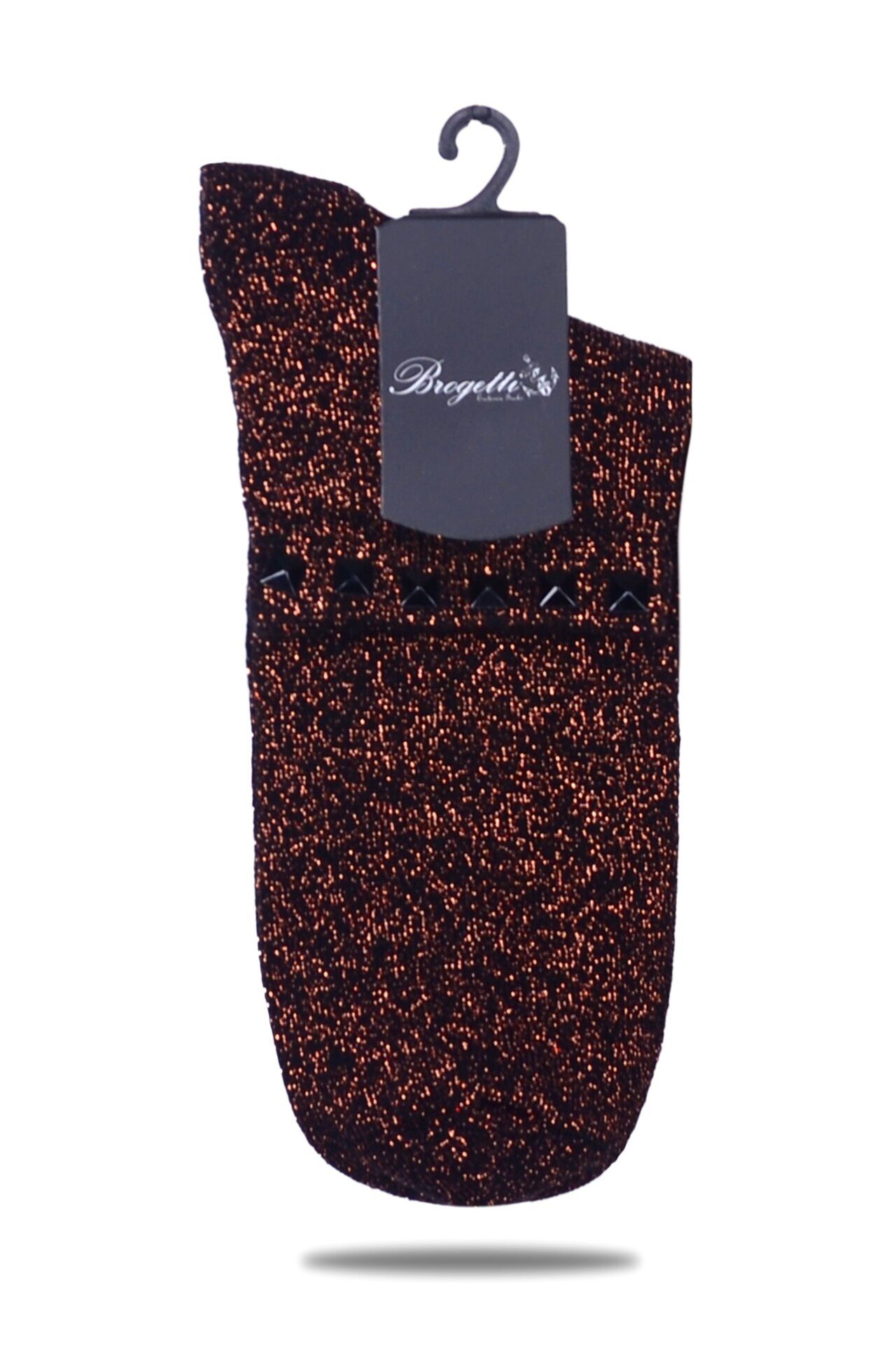 Bakır  Simli Çorap  Siyah Taşlı Matmazel KİREMİT - TEK BEDEN