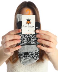 Siyah-Gri Renk Motif Desen Soket Çorap GRİ - 35/39