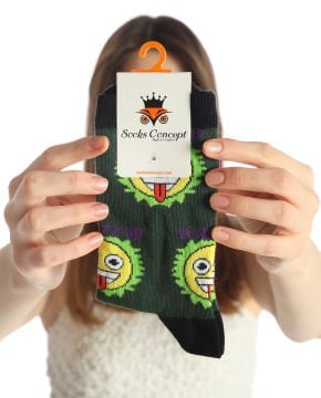 Dil Çıkaran Emoji Desenli Soket Çorap