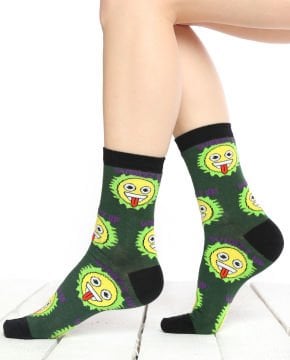 Dil Çıkaran Emoji Desenli Soket Çorap