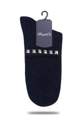 Siyah Simli Çorap Saks Mavi Taşlı Matmazel SİYAH - TEK BEDEN