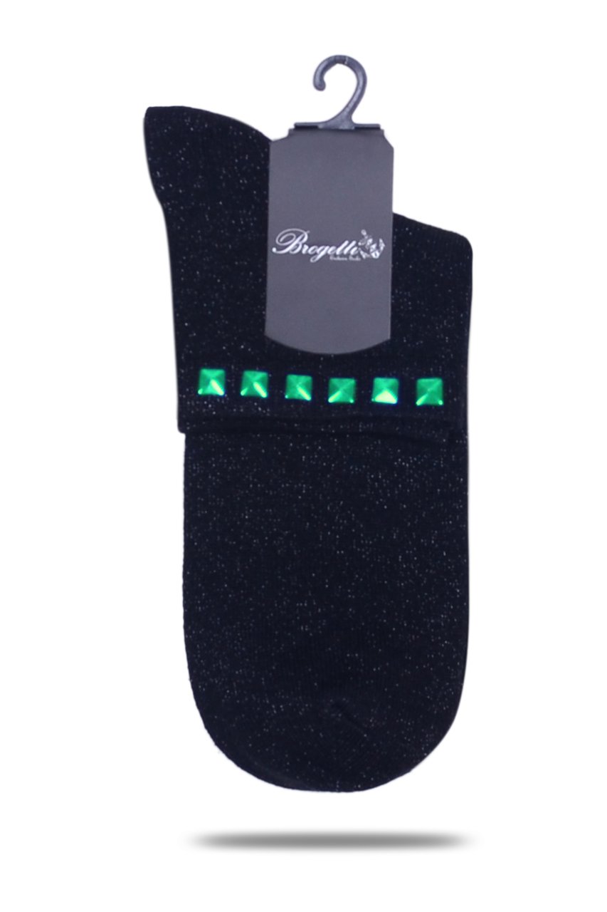 Siyah Simli Çorap Turkuaz Taşlı Matmazel SİYAH - TEK BEDEN