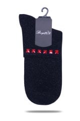 Siyah Simli Çorap Kırmızı Taşlı Matmazel SİYAH - TEK BEDEN