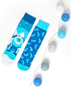 Kocaayak Kar Adam ve Kutup Desenli Unisex Çorap