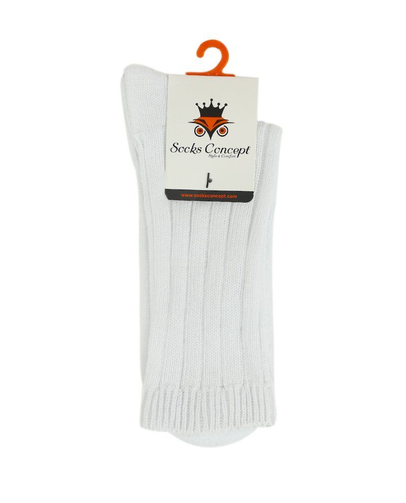 Beyaz Renk Kalın Çizgi Detaylı Kışlık Çorap Beyaz - 35/39