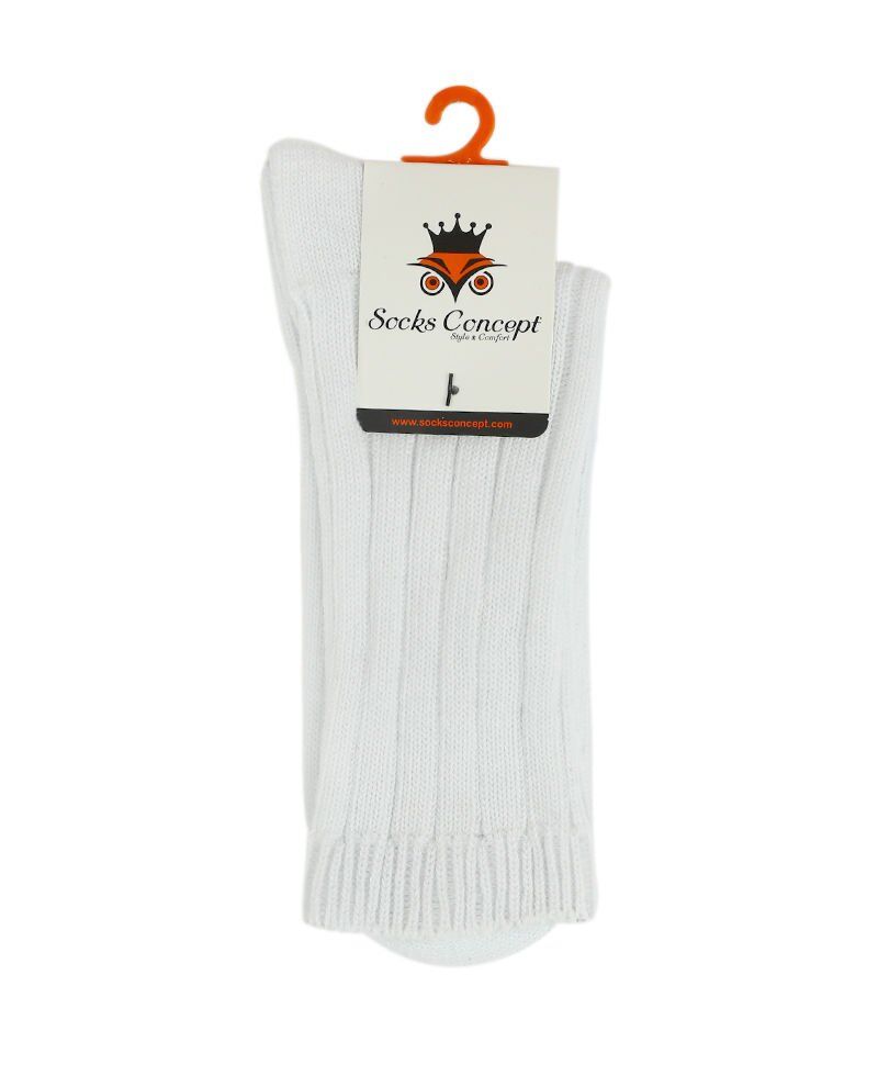 Beyaz Renk Kalın Çizgi Detaylı Kışlık Çorap Beyaz - 35/39