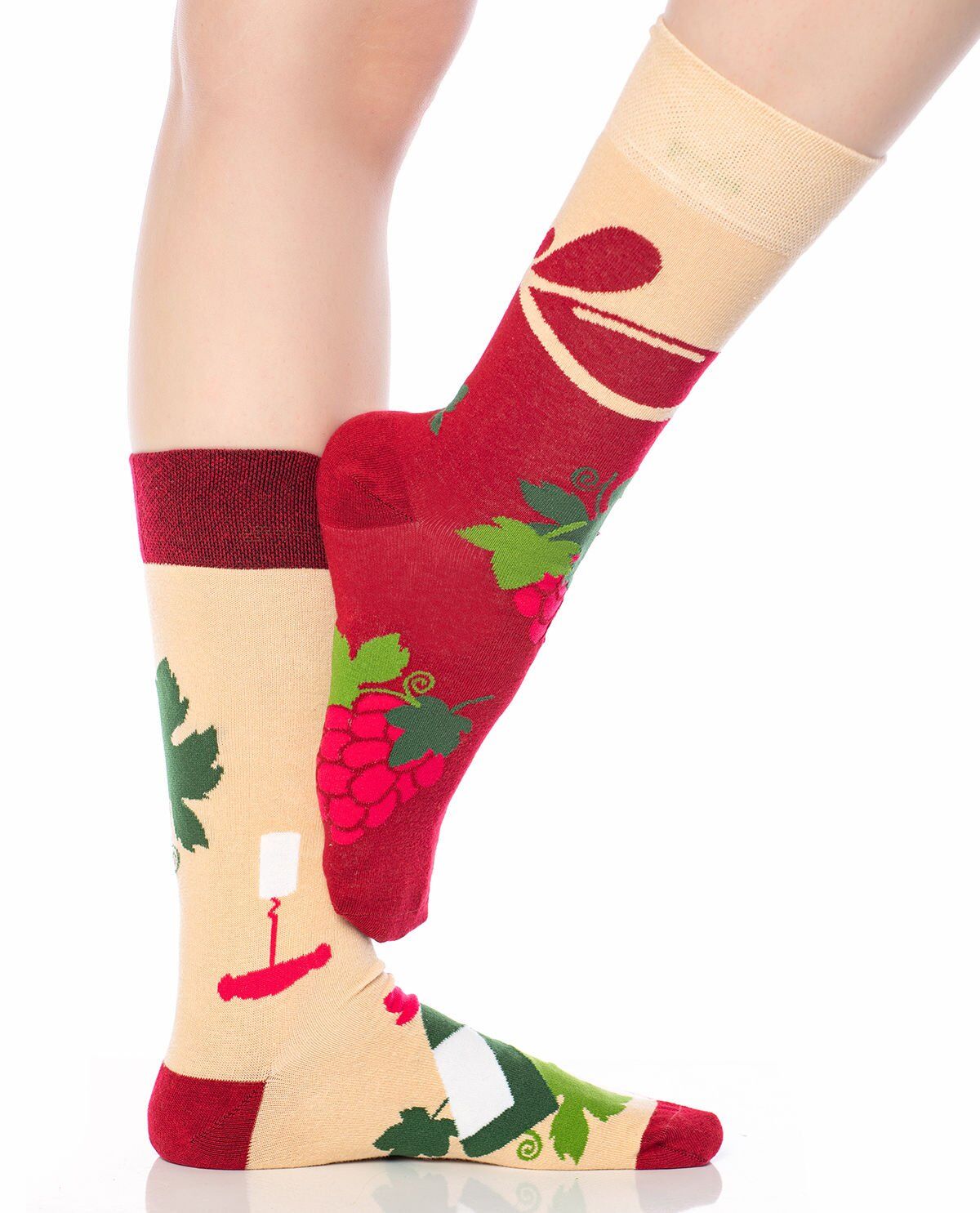 Şarap Şişesi ve Üzüm Desenli Unisex Çorap