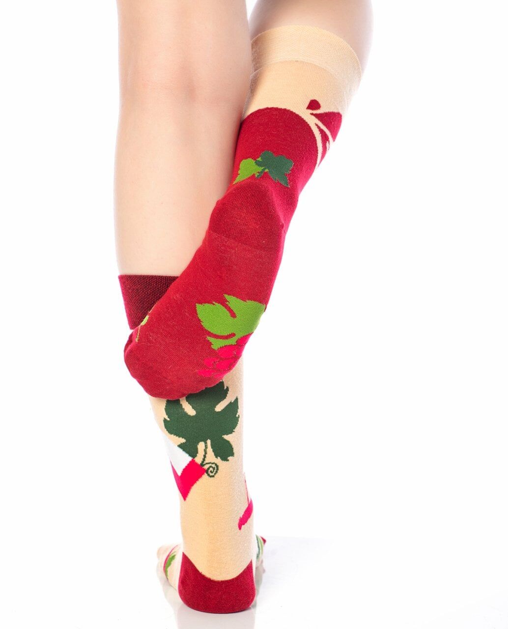 Şarap Şişesi ve Üzüm Desenli Unisex Çorap RENKLİ - 39/42