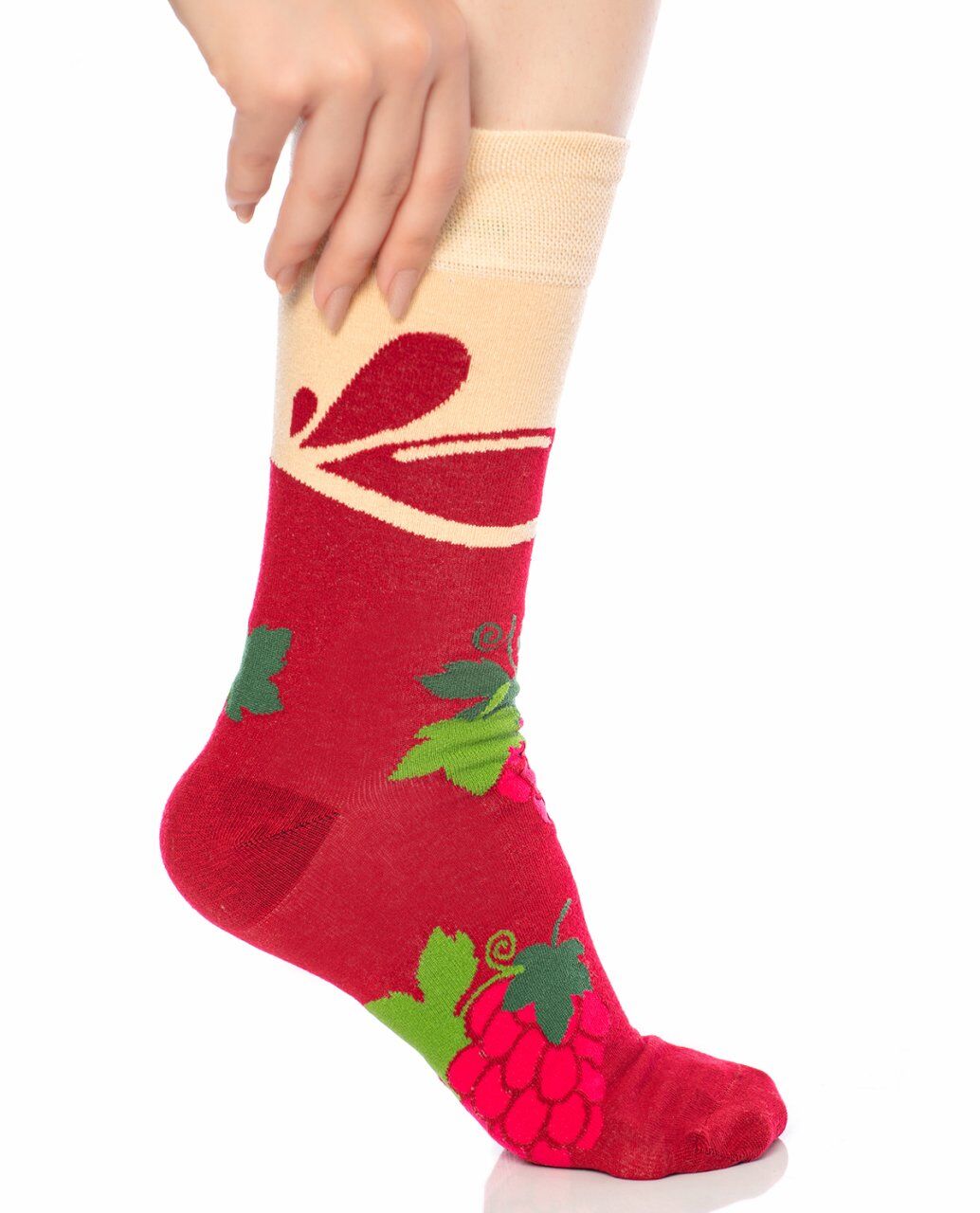 Şarap Şişesi ve Üzüm Desenli Unisex Çorap RENKLİ - 39/42