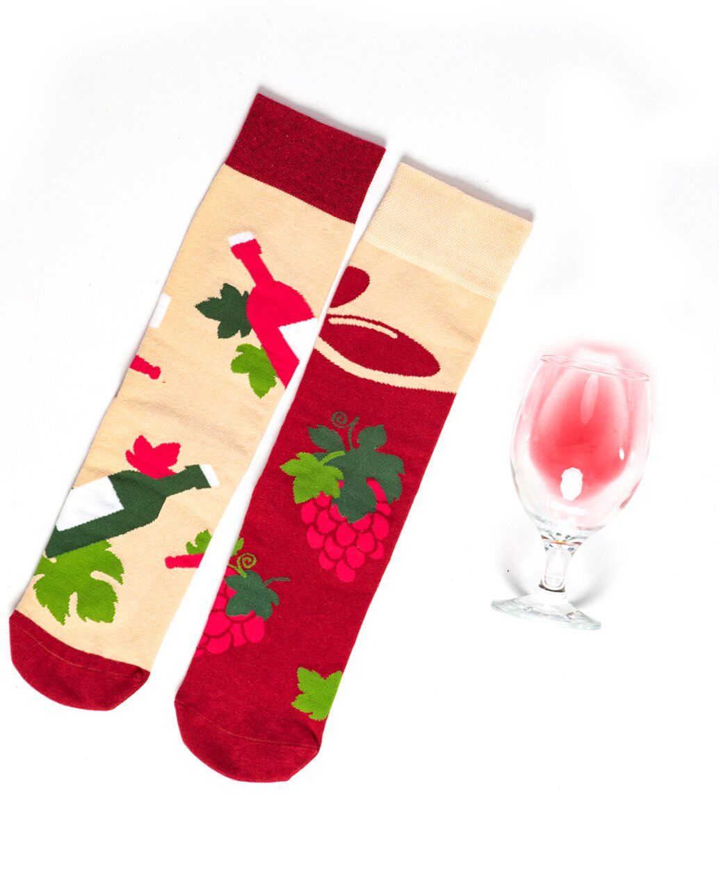 Şarap Şişesi ve Üzüm Desenli Unisex Çorap RENKLİ - 39/42