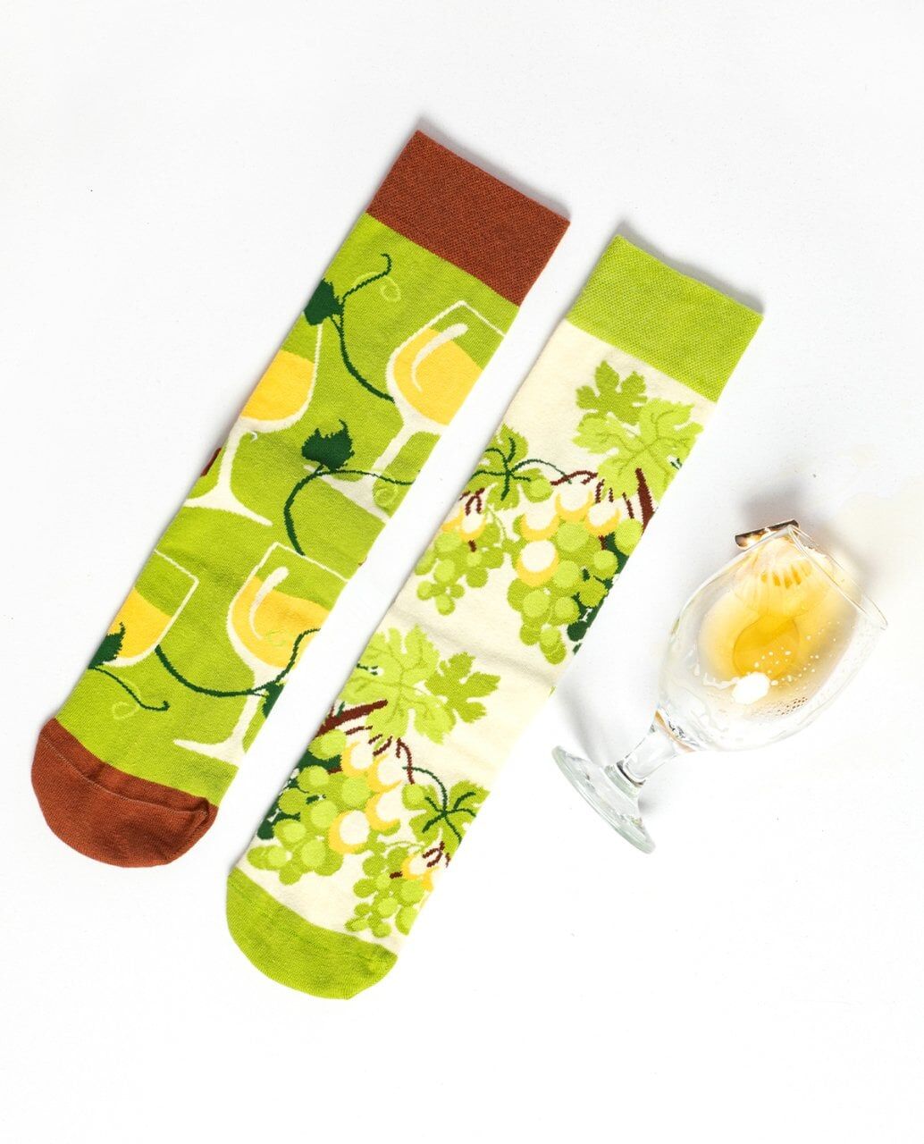 Yeşil Üzüm ve Kadeh Desenli Unisex Çorap