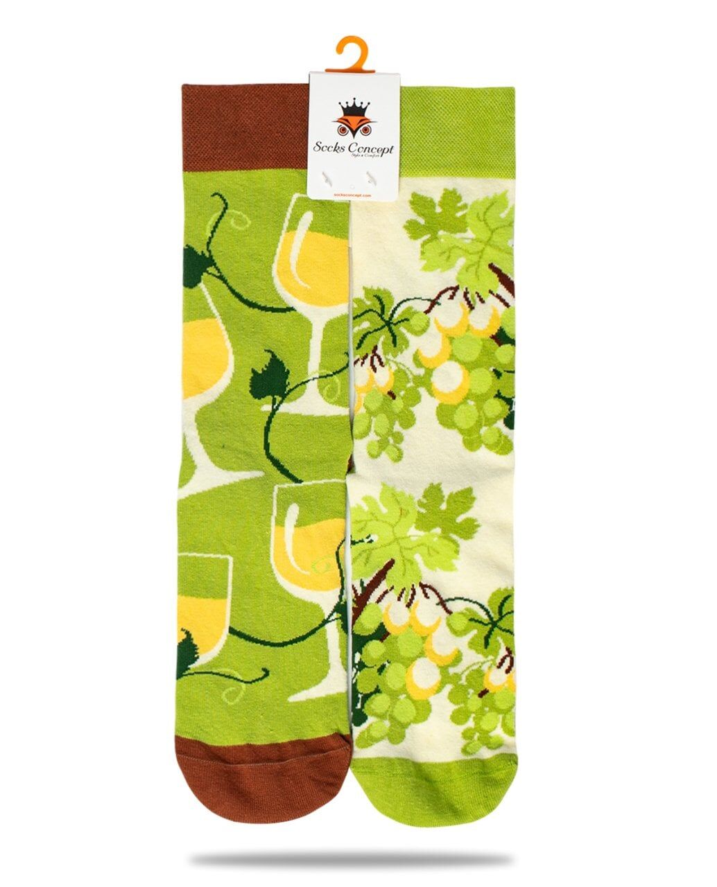 Yeşil Üzüm ve Kadeh Desenli Unisex Çorap