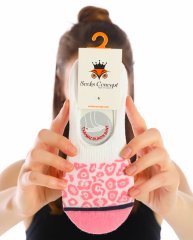 Beyaz Renk Pembe Leopar Desen Babet Çorap Beyaz - 35/39