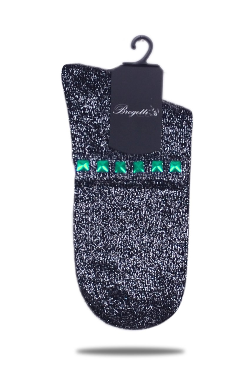 Gümüş Simli Çorap Turkuaz  Taşlı Matmazel GÜMÜŞ - TEK BEDEN