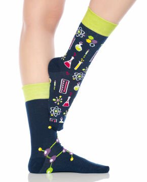Kimya ve Molekül Desenli Unisex Renkli Soket Çorap