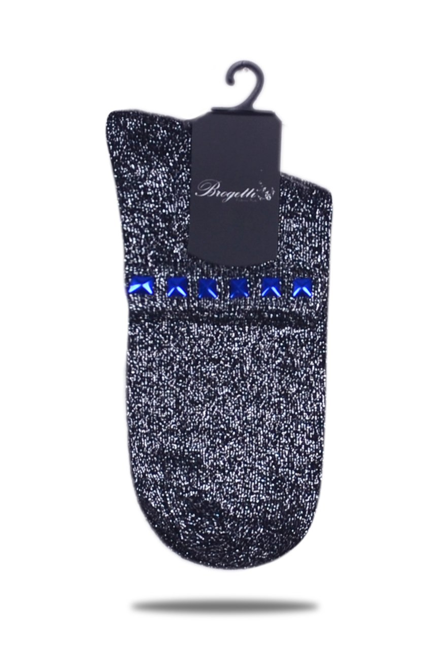 Gümüş Simli Çorap Saks Mavi Taşlı Matmazel GÜMÜŞ - TEK BEDEN