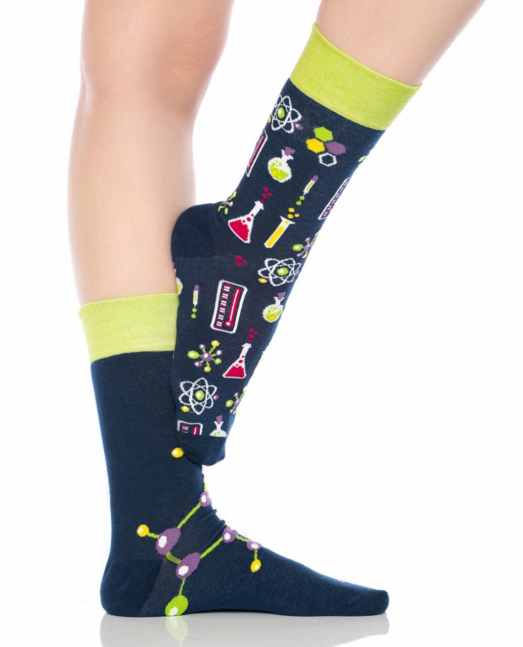 Kimya ve Molekül Desenli Unisex Renkli Soket Çorap RENKLİ - 39/42