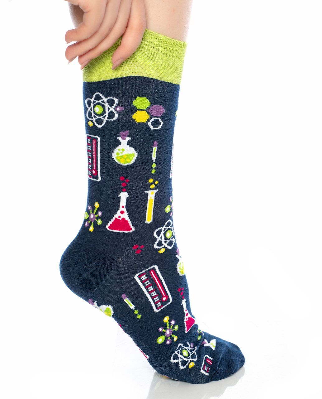 Kimya ve Molekül Desenli Unisex Renkli Soket Çorap RENKLİ - 39/42