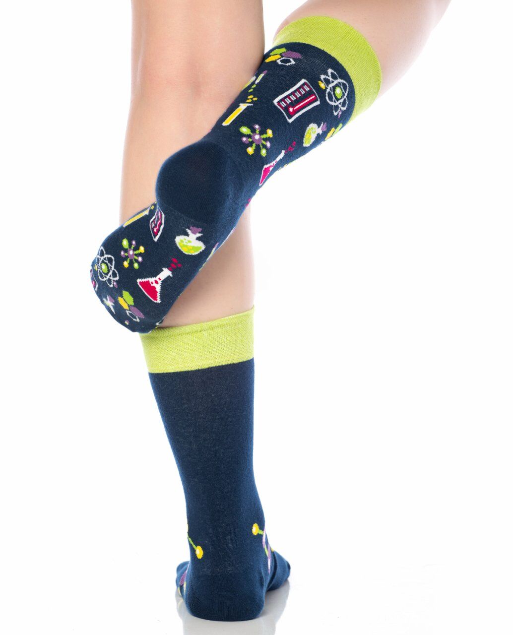 Kimya ve Molekül Desenli Unisex Renkli Soket Çorap RENKLİ - 43/46