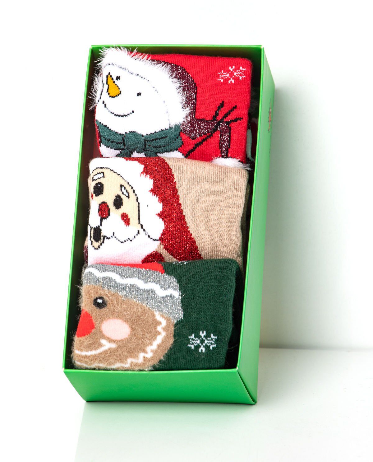 3lü Paket Noel Desenli Soket Çorap