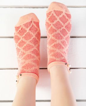 İnci Aksesuarlı Çorap Yavruağzı Kabartmalı Pearly