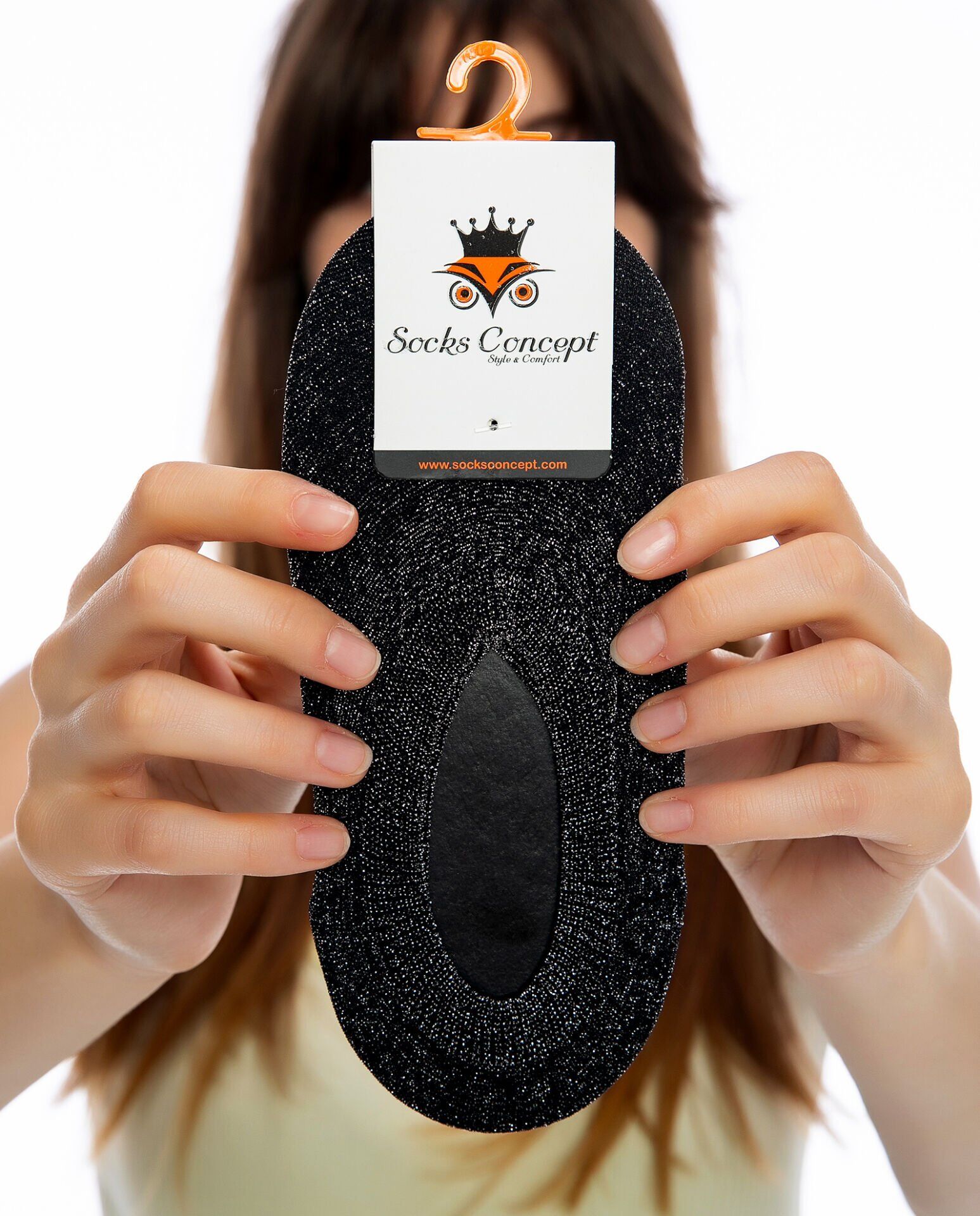 Siyah Simli İnce Nylon Babet Çorap