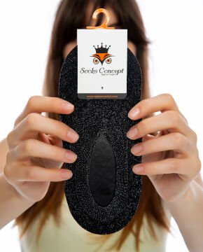 Siyah Simli İnce Nylon Babet Çorap