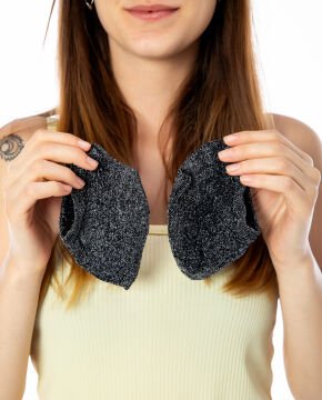 Siyah Simli İnce Nylon Babet Çorap