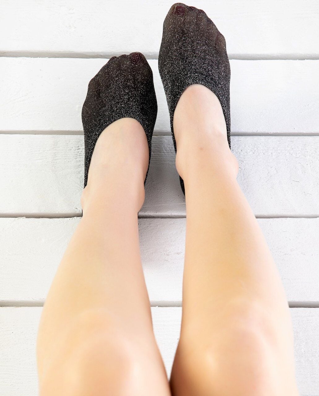 Siyah Simli İnce Nylon Babet Çorap SİYAH - 35/39