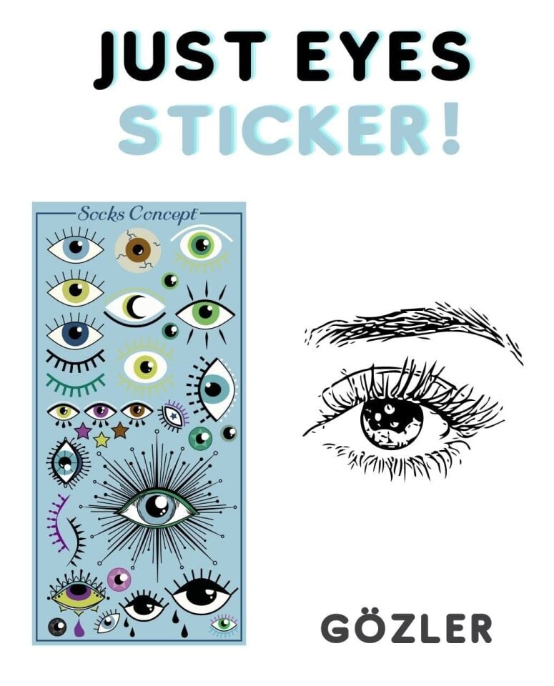 Sticker Göz ve Kirpik Desenli Su Geçirmez