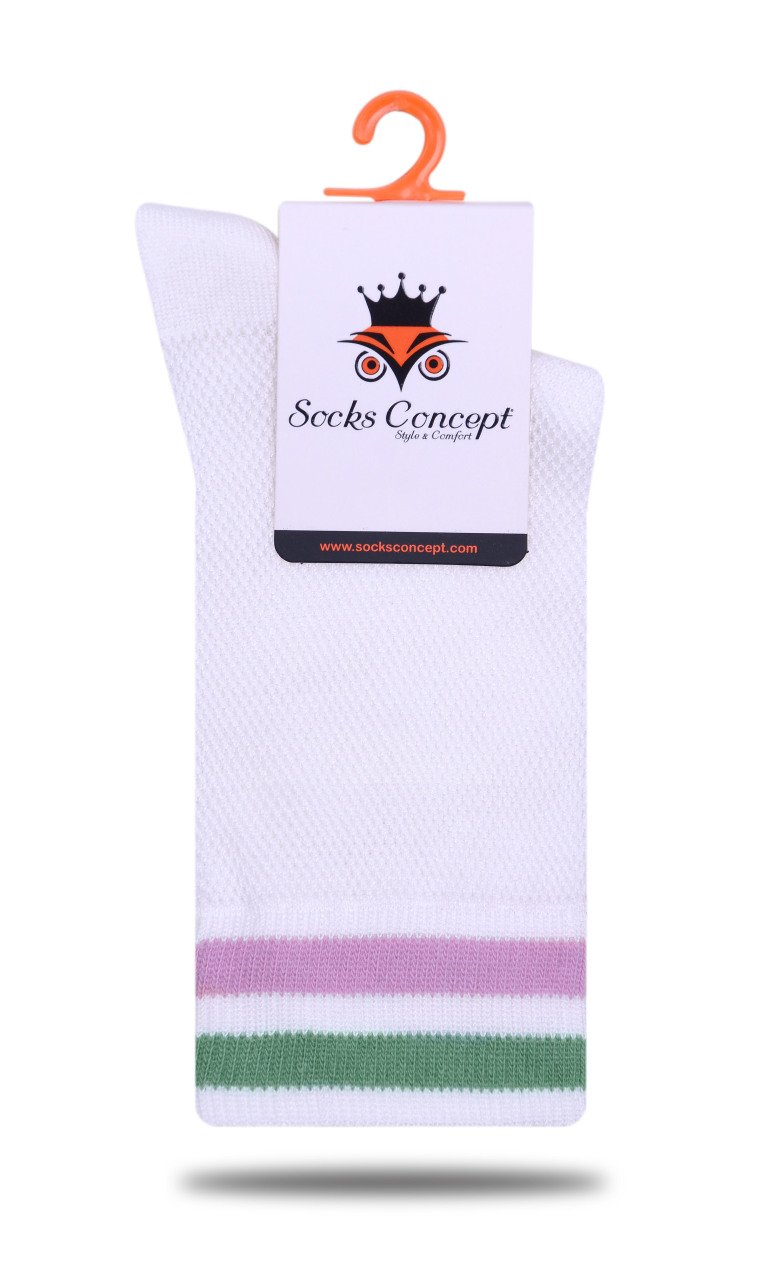 Ekru File Desen Çizgi Detaylı Çorap EKRU - 35/39