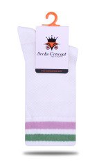 Ekru File Desen Çizgi Detaylı Çorap EKRU - 35/39